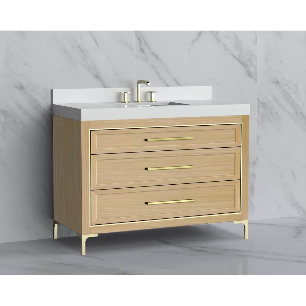 Madeli - Madeli Vision 48C'' Free standing Vanity Cabinet in Natural Oak/HW: Handle & Feet Matte Black(MB) - Natural Oak With Matte Black
