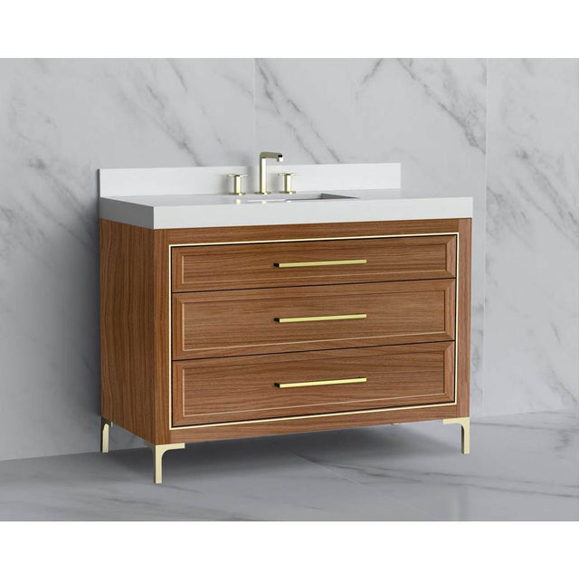 Madeli - Madeli Vision 48C'' Free standing Vanity Cabinet in Natural Walnut/HW: Handle & Feet Matte Black(MB) - Natural Walnut With Matte Black
