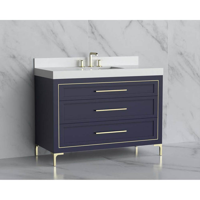 Madeli - Madeli Vision 48C'' Free standing Vanity Cabinet in Sapphire/HW: Handles/Feet Matte Black(MB) - Sapphire With Matte Black