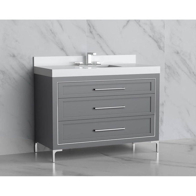 Madeli - Madeli Vision 48C'' Free standing Vanity Cabinet in Studio Grey/HW: Handles/Feet Matte Black(MB) - Studio Gray With Matte Black