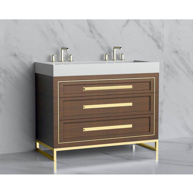 Madeli - Madeli Vision 48D'' Free standing Vanity Cabinet in Brandy/HW: Handles/Feet Matte Black(MB) - Brandy With Matte Black