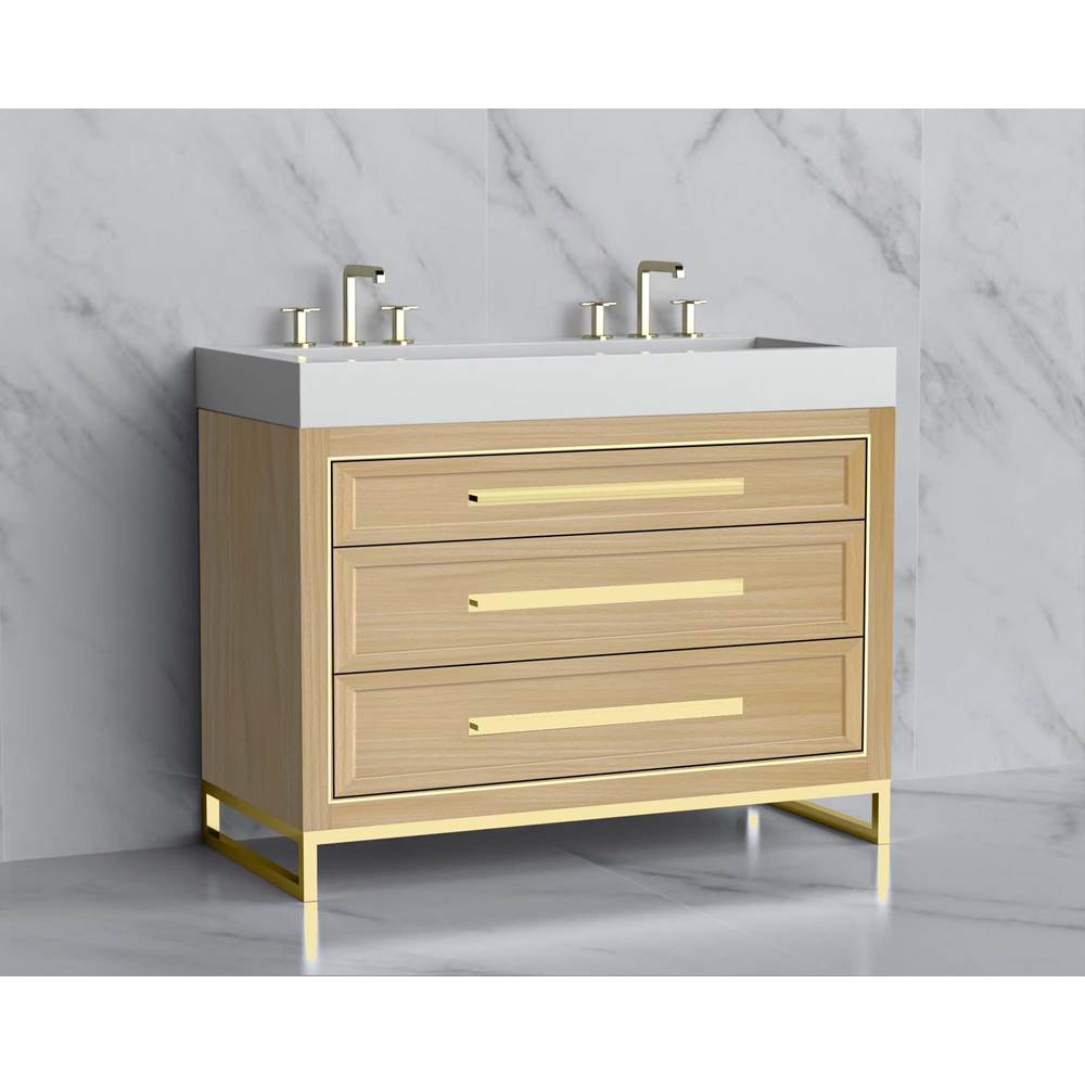 Madeli - Madeli Vision 48D'' Free standing Vanity Cabinet in Natural Oak/HW: Handle & Feet Polished Chrome(PC) - Natural Oak With Polished Chrome