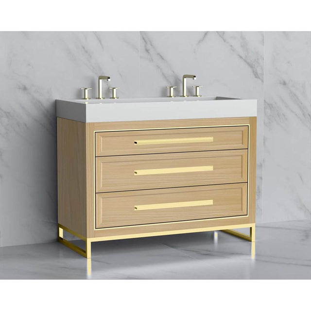 Madeli - Madeli Vision 48D'' Free standing Vanity Cabinet in Natural Oak/HW: Handle & Feet Polished Nickel(PN) - Natural Oak With Polished Nickel