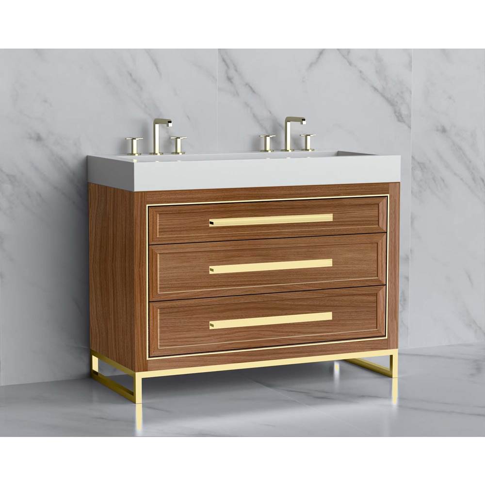 Madeli - Madeli Vision 48D'' Free standing Vanity Cabinet in Natural Walnut/HW: Handle & Feet Polished Chrome(PC) - Natural Walnut With Polished Chrome