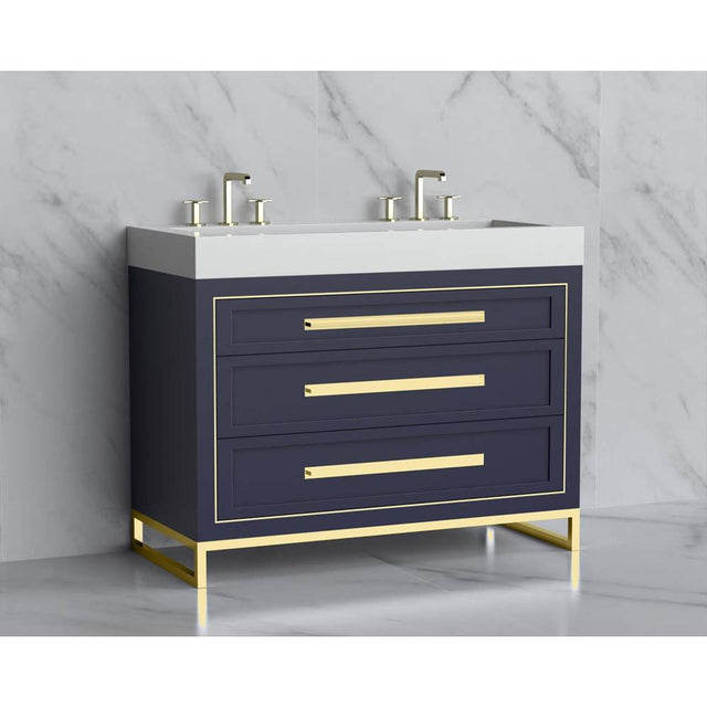 Madeli - Madeli Vision 48D'' Free standing Vanity Cabinet in Sapphire/HW: Handles/Feet Matte Black(MB) - Sapphire With Matte Black