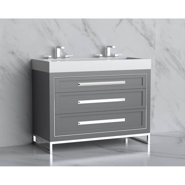Madeli - Madeli Vision 48D'' Free standing Vanity Cabinet in Studio Grey/HW: Handles/Feet Polished Chrome(PC) - Studio Gray With Polished Chrome
