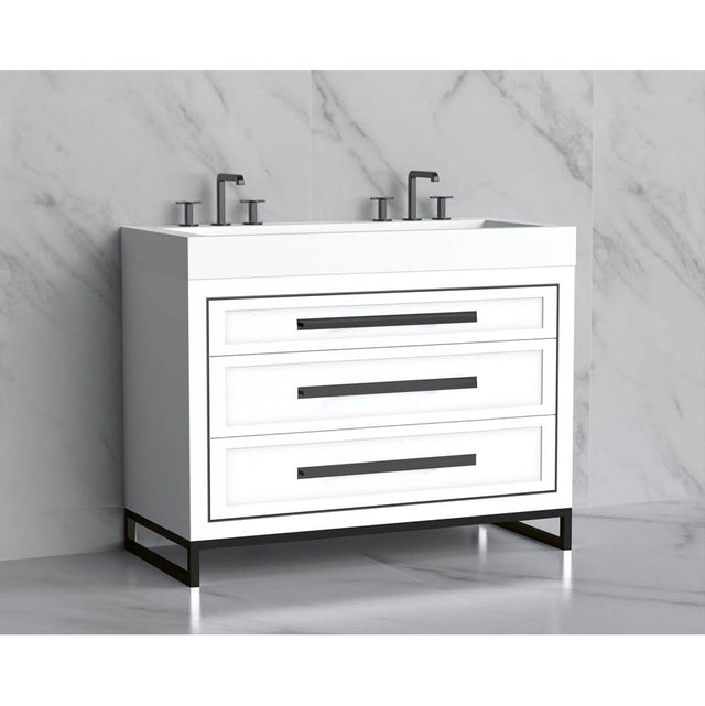 Madeli - Madeli Vision 48D'' Free standing Vanity Cabinet in White/HW: Handles/Feet Matte Black(MB) - White With Matte Black
