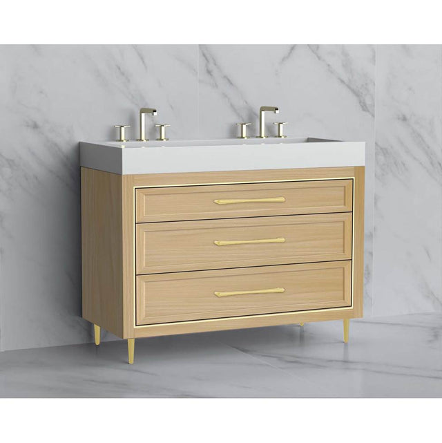 Madeli - Madeli Vision 48D'' Free standing Vanity Cabinet in Natural Oak/HW: Handle & Feet Matte Black(MB) - Natural Oak With Matte Black