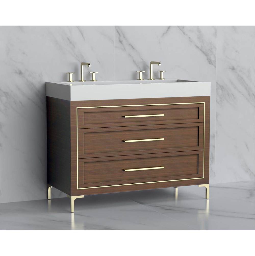 Madeli - Madeli Vision 48D'' Free standing Vanity Cabinet in Brandy/HW: Handles/Feet Brushed Nickel(BN) - Brandy With Brushed Nickel