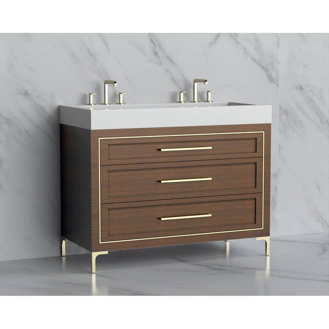 Madeli - Madeli Vision 48D'' Free standing Vanity Cabinet in Brandy/HW: Handles/Feet Polished Nickel(PN) - Brandy With Polished Nickel