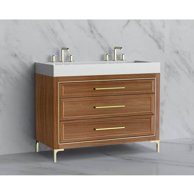 Madeli - Madeli Vision 48D'' Free standing Vanity Cabinet in Natural Walnut/HW: Handle & Feet Polished Chrome(PC) - Natural Walnut With Polished Chrome