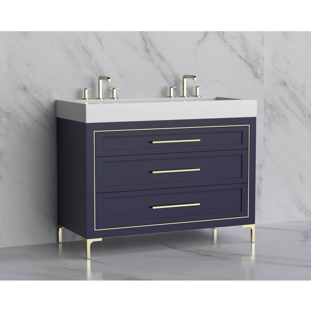 Madeli - Madeli Vision 48D'' Free standing Vanity Cabinet in Sapphire/HW: Handles/Feet Polished Chrome(PC) - Sapphire With Polished Chrome