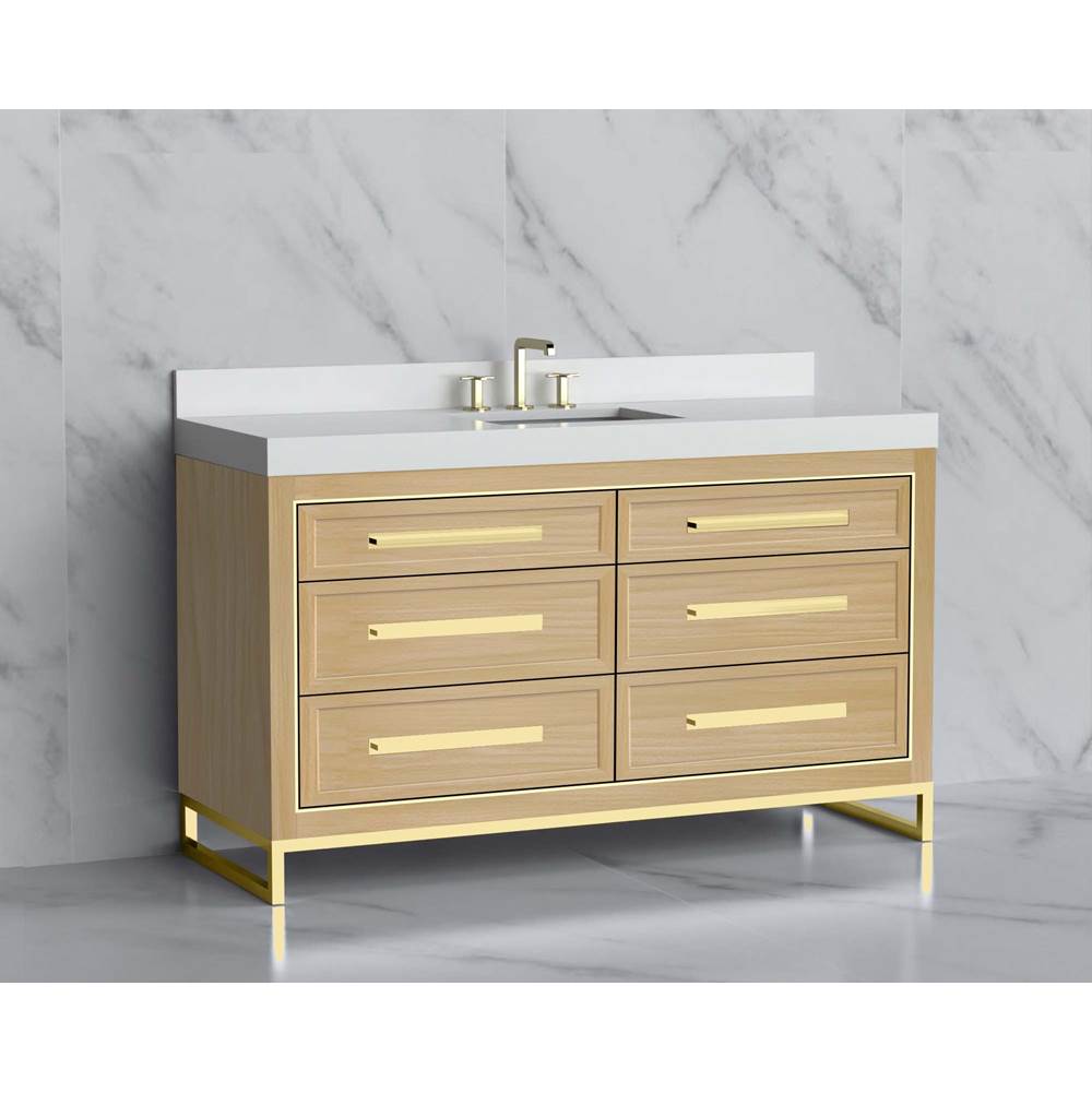 Madeli - Madeli Vision 60C'' Free standing Vanity Cabinet in Natural Oak/HW: Handle & Feet Brushed Nickel(BN) - Natural Oak With Brushed Nickel