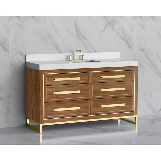 Madeli - Madeli Vision 60C'' Free standing Vanity Cabinet in Natural Walnut/HW: Handle & Feet Polished Nickel(PN) - Natural Walnut With Polished Nickel
