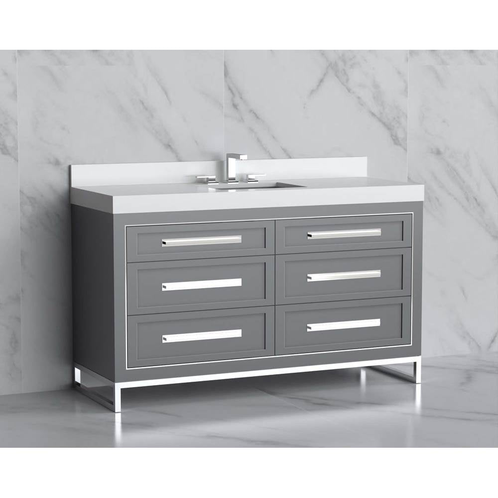 Madeli - Madeli Vision 60C'' Free standing Vanity Cabinet in Studio Grey/HW: Handles/Feet Polished Chrome(PC) - Studio Gray With Polished Chrome
