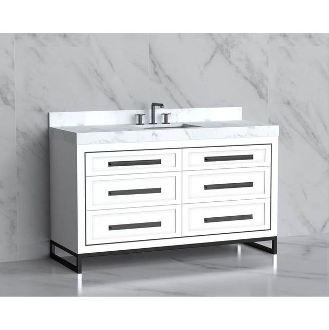 Madeli - Madeli Vision 60C'' Free standing Vanity Cabinet in White/HW: Handles/Feet Polished Chrome(PC) - White With Polished Chrome