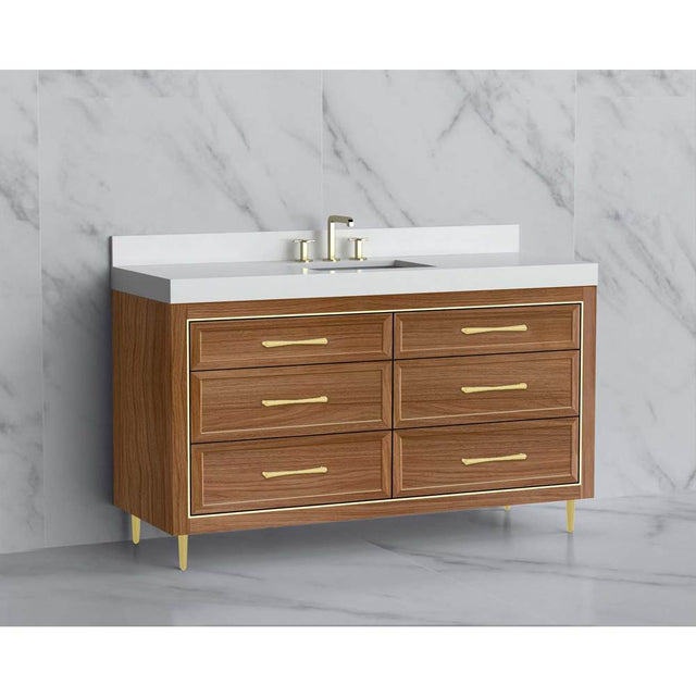 Madeli - Madeli Vision 60C'' Free standing Vanity Cabinet in Natural Walnut/HW: Handle & Feet Brushed Nickel(BN) - Natural Walnut With Brushed Nickel