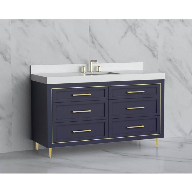 Madeli - Madeli Vision 60C'' Free standing Vanity Cabinet in Sapphire/HW: Handles/Feet Brushed Nickel(BN) - Sapphire With Brushed Nickel
