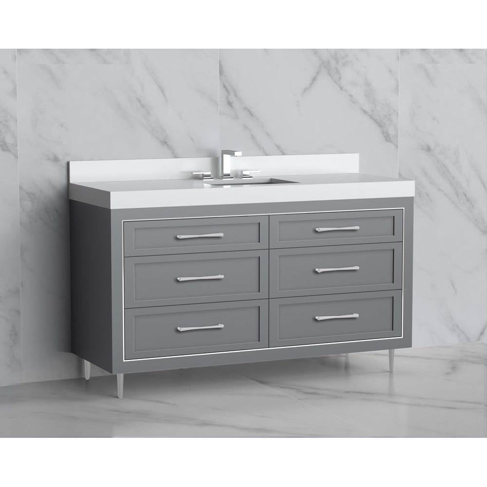Madeli - Madeli Vision 60C'' Free standing Vanity Cabinet in Studio Grey/HW: Handles/Feet Satin Brass(SB) - Studio Gray With Satin Brass