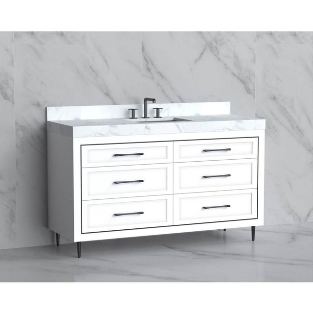 Madeli - Madeli Vision 60C'' Free standing Vanity Cabinet in White/HW: Handles/Feet Matte Black(MB) - White With Matte Black
