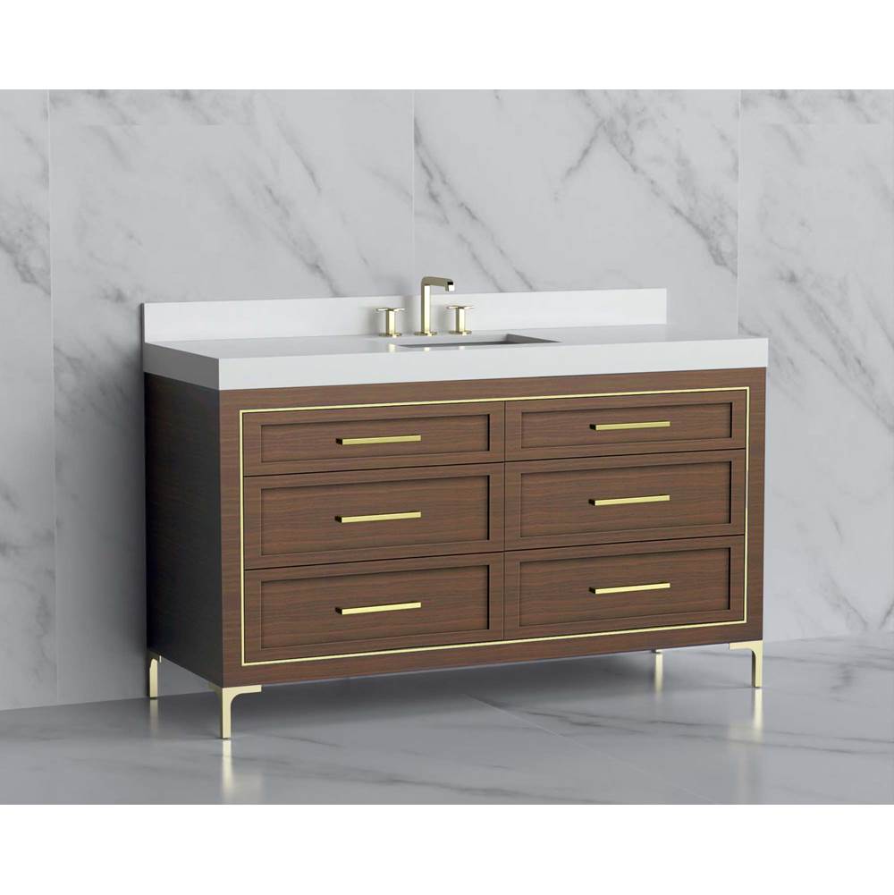 Madeli - Madeli Vision 60C'' Free standing Vanity Cabinet in Brandy/HW: Handles/Feet Polished Nickel(PN) - Brandy With Polished Nickel