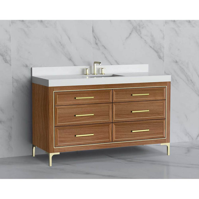 Madeli - Madeli Vision 60C'' Free standing Vanity Cabinet in Natural Walnut/HW: Handle & Feet Polished Chrome(PC) - Natural Walnut With Polished Chrome