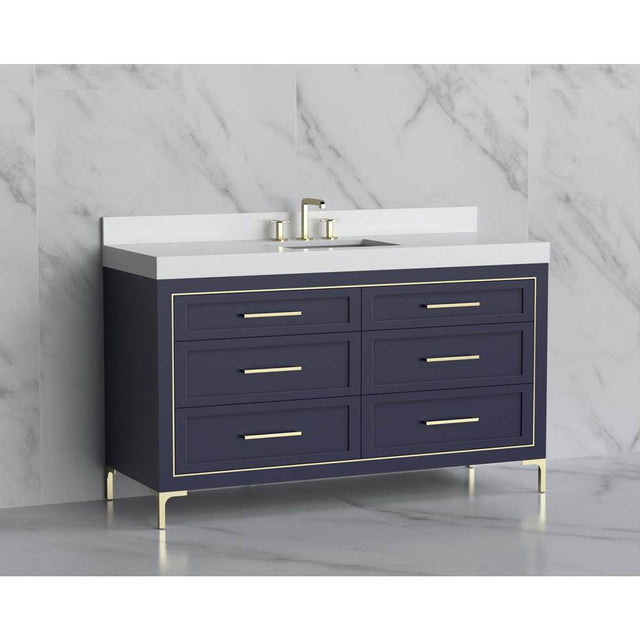 Madeli - Madeli Vision 60C'' Free standing Vanity Cabinet in Sapphire/HW: Handles/Feet Polished Nickel(PN) - Sapphire With Polished Nickel