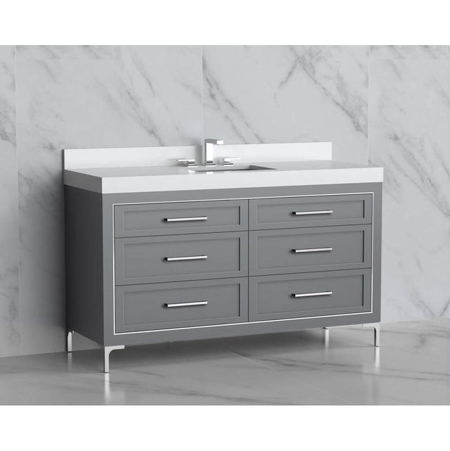 Madeli - Madeli Vision 60C'' Free standing Vanity Cabinet in Studio Grey/HW: Handles/Feet Polished Chrome(PC) - Studio Gray With Polished Chrome