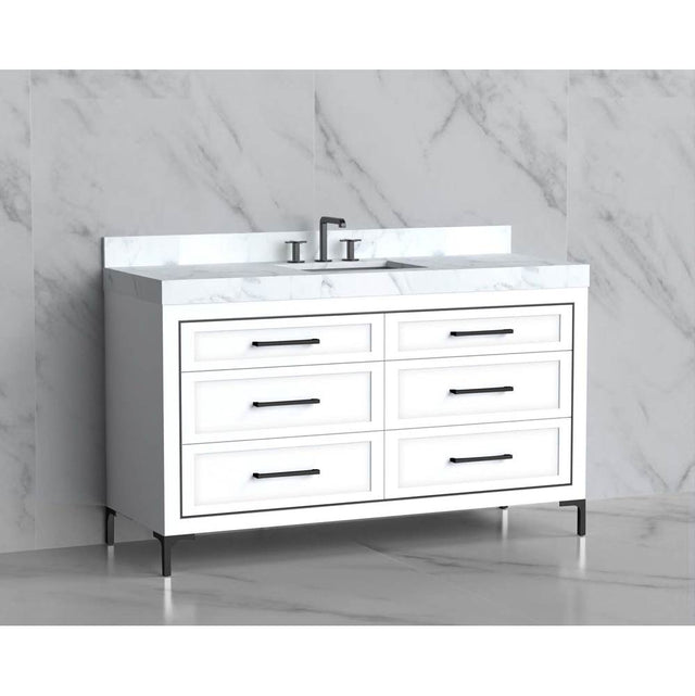 Madeli - Madeli Vision 60C'' Free standing Vanity Cabinet in White/HW: Handles/Feet Matte Black(MB) - White With Matte Black