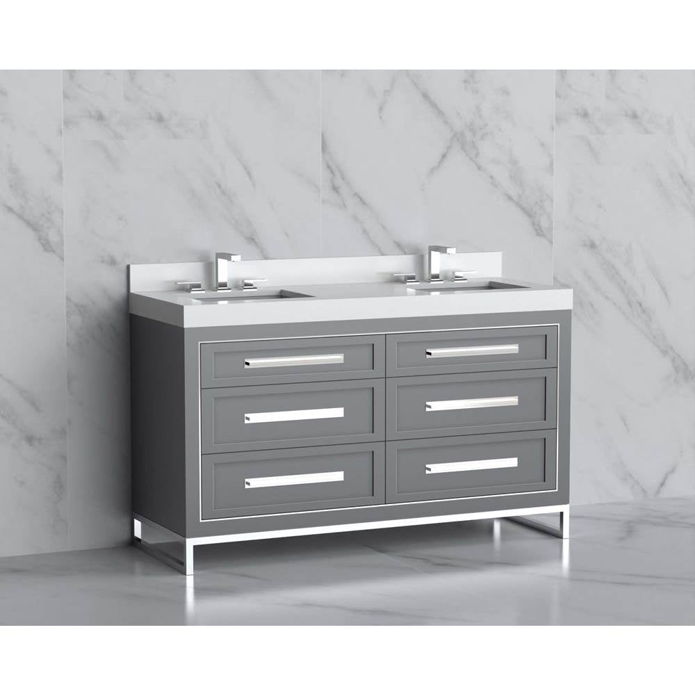Madeli - Madeli Vision 60D'' Free standing Vanity Cabinet in Studio Grey/HW: Handles/Feet Polished Chrome(PC) - Studio Gray With Polished Chrome