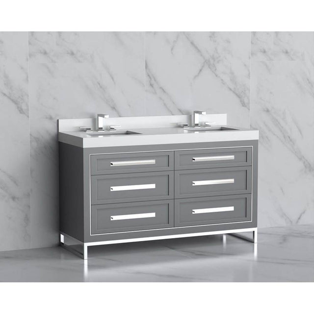 Madeli - Madeli Vision 60D'' Free standing Vanity Cabinet in Studio Grey/HW: Handles/Feet Polished Chrome(PC) - Studio Gray With Polished Chrome