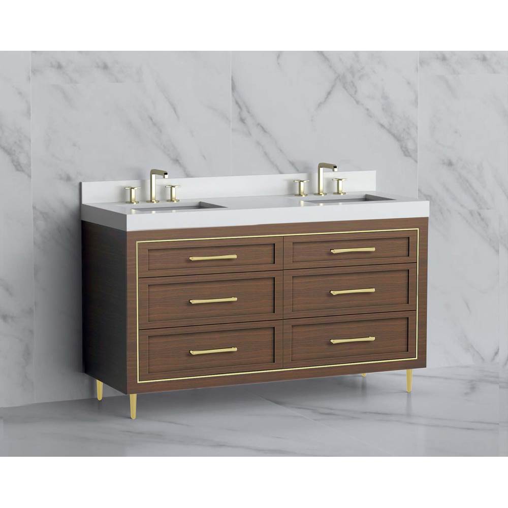 Madeli - Madeli Vision 60D'' Free standing Vanity Cabinet in Brandy/HW: Handles/Feet Polished Nickel(PN) - Brandy With Polished Nickel