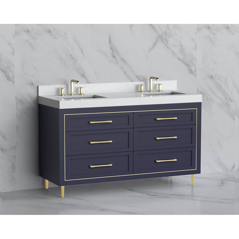 Madeli - Madeli Vision 60D'' Free standing Vanity Cabinet in Sapphire/HW: Handles/Feet Brushed Nickel(BN) - Sapphire With Brushed Nickel