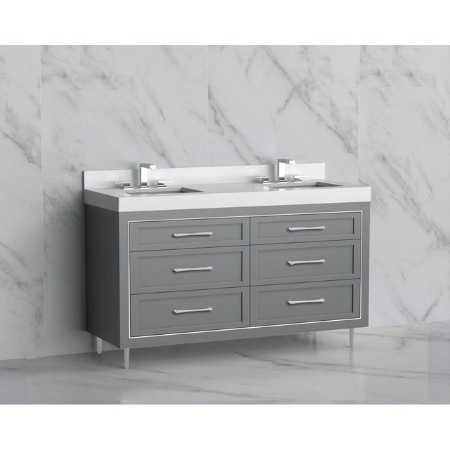 Madeli - Madeli Vision 60D'' Free standing Vanity Cabinet in Studio Grey/HW: Handles/Feet Matte Black(MB) - Studio Gray With Matte Black