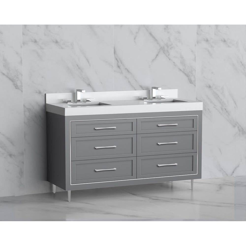 Madeli - Madeli Vision 60D'' Free standing Vanity Cabinet in Studio Grey/HW: Handles/Feet Satin Brass(SB) - Studio Gray With Satin Brass