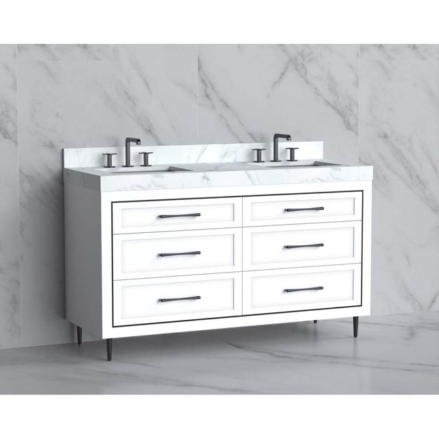 Madeli - Madeli Vision 60D'' Free standing Vanity Cabinet in White/HW: Handles/Feet Polished Chrome(PC) - White With Polished Chrome