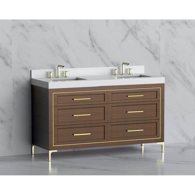 Madeli - Madeli Vision 60D'' Free standing Vanity Cabinet in Brandy/HW: Handles/Feet Polished Chrome(PC) - Brandy With Polished Chrome