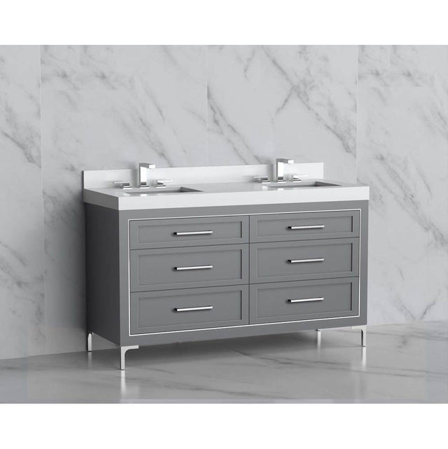 Madeli - Madeli Vision 60D'' Free standing Vanity Cabinet in Studio Grey/HW: Handles/Feet Matte Black(MB) - Studio Gray With Matte Black