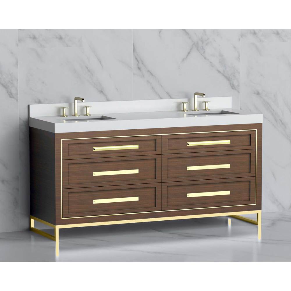 Madeli - Madeli Vision 72D'' Free standing Vanity Cabinet in Brandy/HW: Handles/Feet Polished Chrome(PC) - Brandy With Polished Chrome