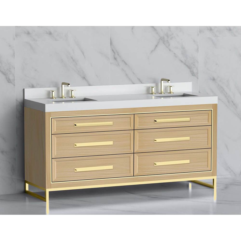 Madeli - Madeli Vision 72D'' Free standing Vanity Cabinet in Natural Oak/HW: Handle & Feet Matte Black(MB) - Natural Oak With Matte Black