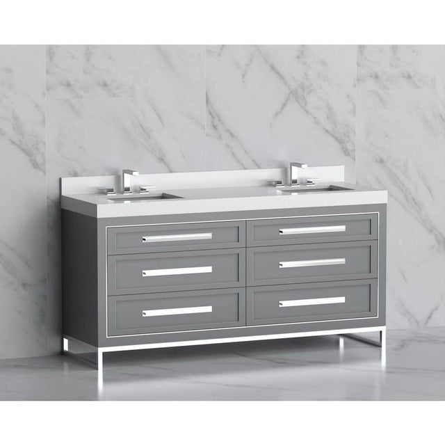 Madeli - Madeli Vision 72D'' Free standing Vanity Cabinet in Studio Grey/HW: Handles/Feet Polished Chrome(PC) - Studio Gray With Polished Chrome