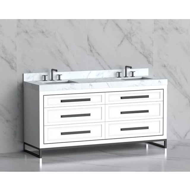 Madeli - Madeli Vision 72D'' Free standing Vanity Cabinet in White/HW: Handles/Feet Polished Chrome(PC) - White With Polished Chrome