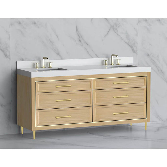 Madeli - Madeli Vision 72D'' Free standing Vanity Cabinet in Natural Oak/HW: Handle & Feet Brushed Nickel(BN) - Natural Oak With Brushed Nickel