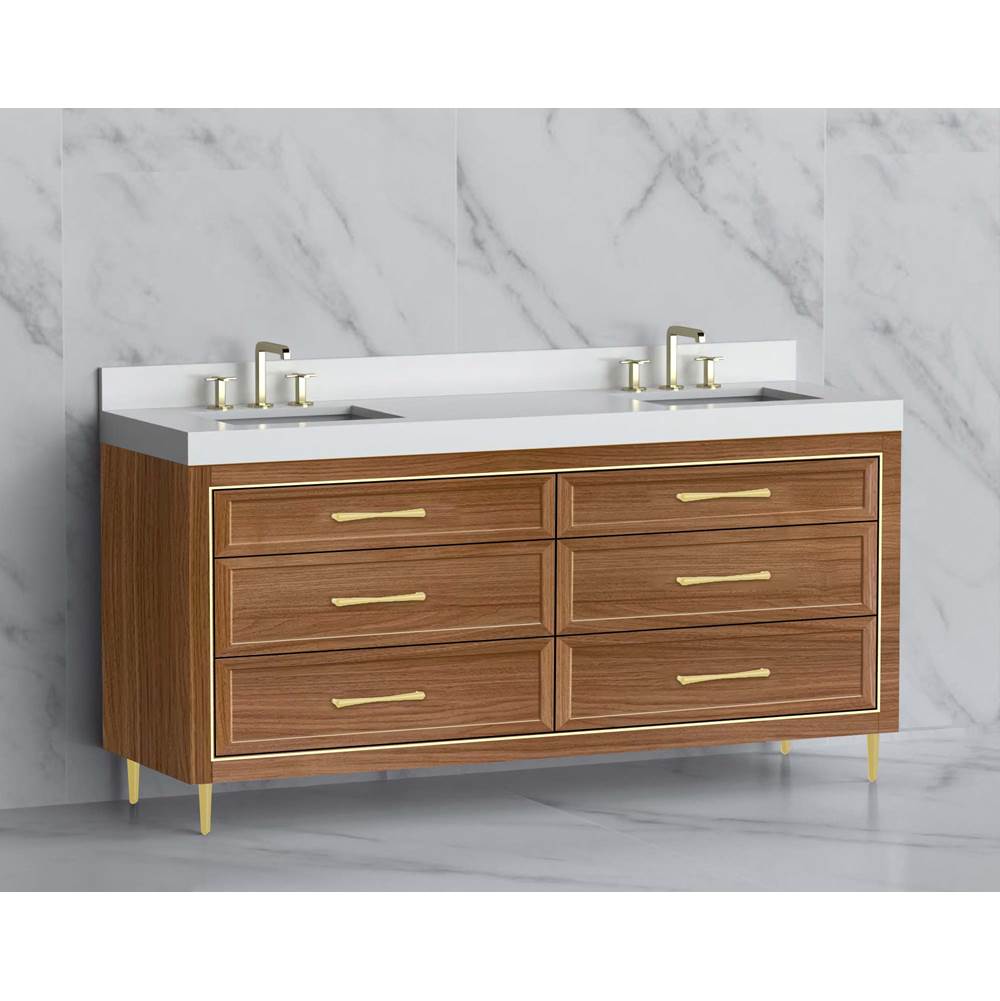 Madeli - Madeli Vision 72D'' Free standing Vanity Cabinet in Natural Walnut/HW: Handle & Feet Brushed Nickel(BN) - Natural Walnut With Brushed Nickel