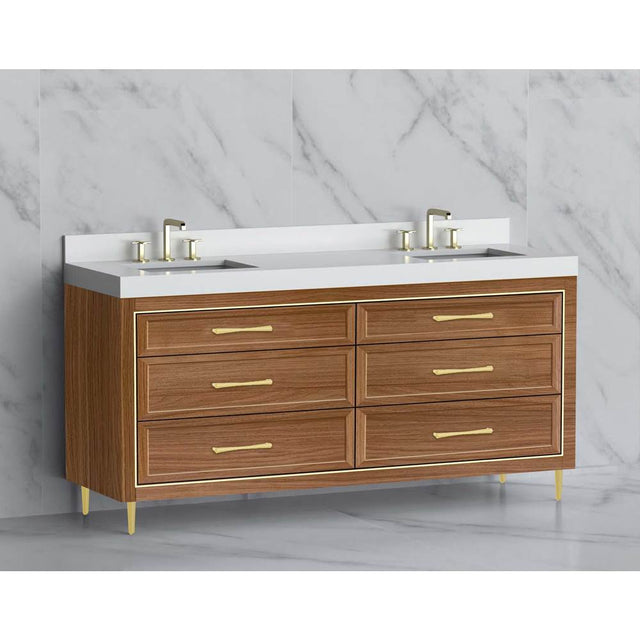 Madeli - Madeli Vision 72D'' Free standing Vanity Cabinet in Natural Walnut/HW: Handle & Fee Polished Chrome(PC) - Natural Walnut With Polished Chrome