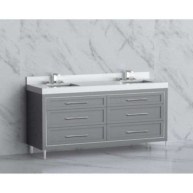 Madeli - Madeli Vision 72D'' Free standing Vanity Cabinet in Studio Grey/HW: Handles/Feet Polished Nickel(PN) - Studio Gray With Polished Nickel