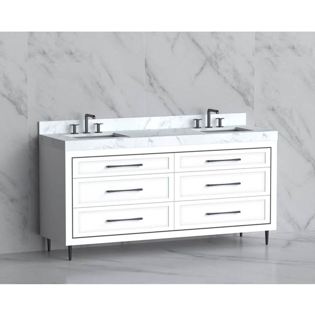 Madeli - Madeli Vision 72D'' Free standing Vanity Cabinet in White/HW: Handles/Feet Polished Nickel(PN) - White With Polished Nickel