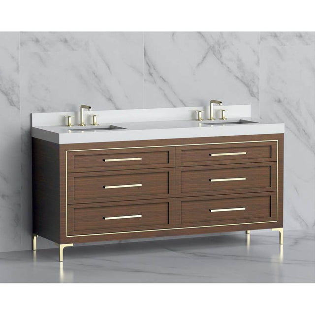Madeli - Madeli Vision 72D'' Free standing Vanity Cabinet in Brandy/HW: Handles/Feet Matte Black(MB) - Brandy With Matte Black