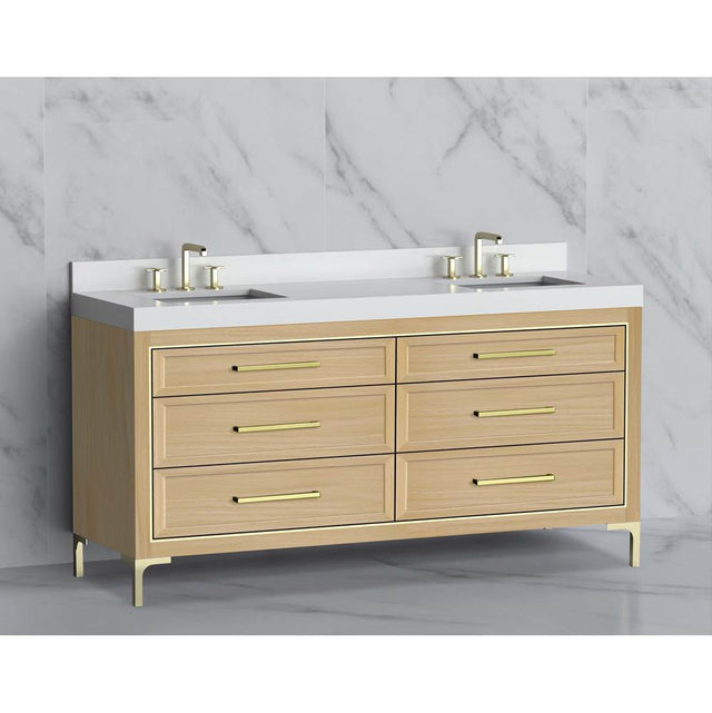 Madeli - Madeli Vision 72D'' Free standing Vanity Cabinet in Natural Oak/HW: Handle & Feet Brushed Nickel(BN) - Natural Oak With Brushed Nickel