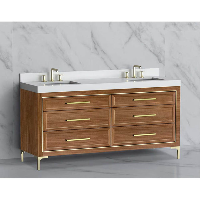 Madeli - Madeli Vision 72D'' Free standing Vanity Cabinet in Natural Walnut/HW: Handle & Feet Polished Chrome(PC) - Natural Walnut With Polished Chrome